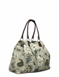 Ceannis Weekend Bag Soft Green Flower Linen GREEN -Bags Popular Store cea013016707 cgreen 2