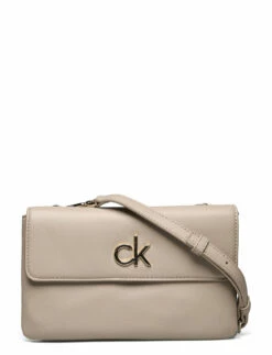 Calvin Klein RE-LOCK EW DBL COMP XBODY W/FLAP TAUPE