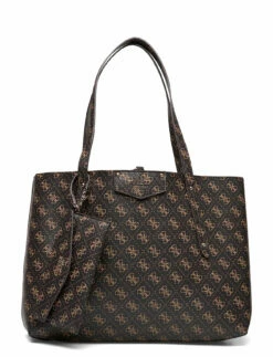 GUESS ECO BRENTON TOTE BROWN LOGO -Bags Popular Store guehwesg839023 cbrownlogo vbnl 1