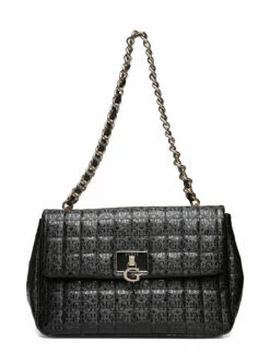 GUESS KOBO FLAP SHOULDER BAG BLACK
