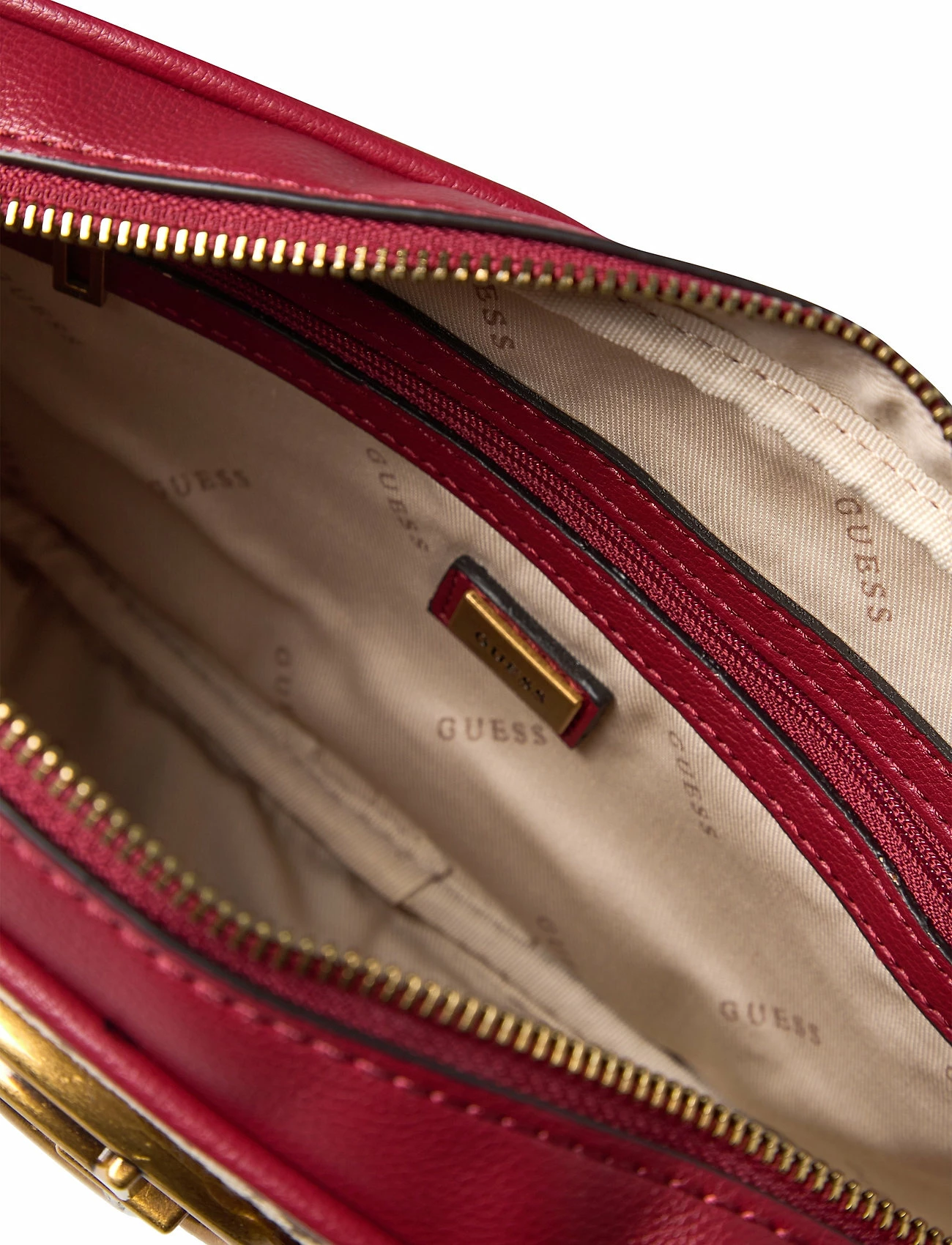GUESS AVIANA CAMERA BAG LATTE/BURGUNDY 5 GUESS AVIANA CAMERA BAG LATTE/BURGUNDY - Image 5