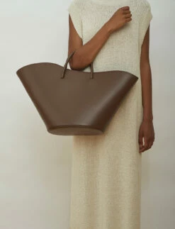 Little Liffner OPEN TULIP TOTE LARGE DARK BROWN
