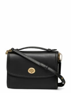 Coach Glovetanned Leather Kip Turnlock Crossbody BLACK -Bags Popular Store oac3486 cblack 1