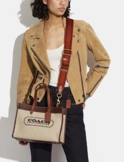 Canvas Coach Badge Field Tote 30 DARK NATURAL MULTI