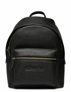 Coach Polished Pebble Leather Charter Backpack 24 BLACK