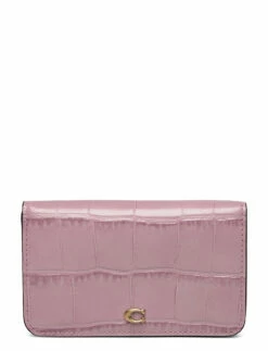 Coach Embossed Croc Slim Card Case ICE PURPLE