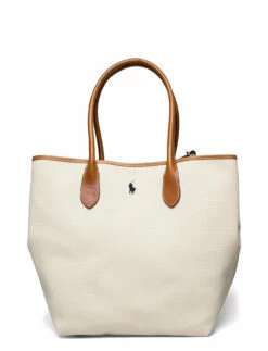 Polo Ralph Lauren Canvas Large Bellport Tote NATURAL/NAVY -Bags Popular Store prw428858806 cnaturalnavy v105625823nl 1