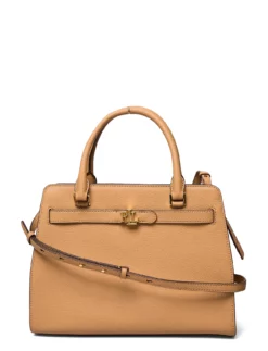 Lauren Ralph Lauren Pebbled Leather Medium Fenwick Satchel BUFF -Bags Popular Store raf431809891 cbuff v104677824xq 2
