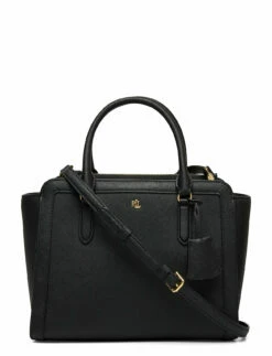 Lauren Ralph Lauren Crosshatch Leather Medium Brooke Satchel BLACK -Bags Popular Store raf431818786 cblack v10249692wah 1