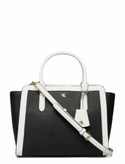 Lauren Ralph Lauren Crosshatch Leather Medium Brooke Satchel BLACK -Bags Popular Store raf431818786 cblacksnowwhite v10249693n51 1