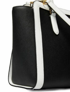 Lauren Ralph Lauren Crosshatch Leather Medium Brooke Satchel BLACK -Bags Popular Store raf431818786 cblacksnowwhite v10249693n51 3