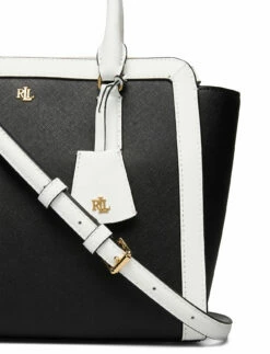 Lauren Ralph Lauren Crosshatch Leather Medium Brooke Satchel BLACK -Bags Popular Store raf431818786 cblacksnowwhite v10249693n51 4