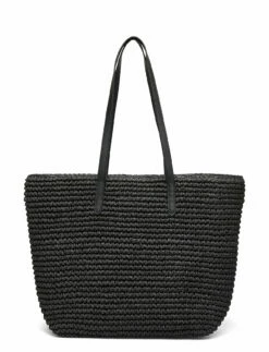 Lauren Ralph Lauren Crochet-Straw Medium Whitney Tote BLACK/BLACK -Bags Popular Store raf431818856 cblackblack v10463782waq 1
