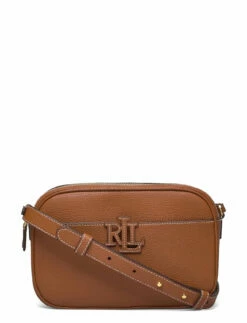 Lauren Ralph Lauren Pebbled Leather Carrie Crossbody BLACK/ECRU -Bags Popular Store raf431837540 claurentanecru v10467783o8v 1