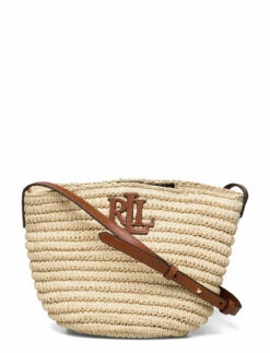 Lauren Ralph Lauren Straw Medium Nicki Crossbody Bag NATURAL/LAUREN TA