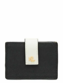Lauren Ralph Lauren Color-Blocked Accordion Card Case BLACK/ANTIQUE GOL